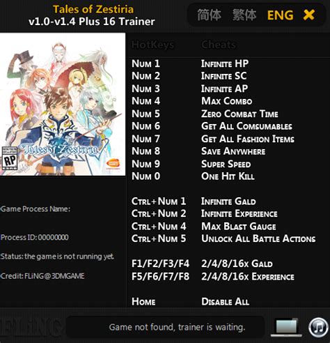 tales of zestiria trainer|tales of zestiria cheat table.